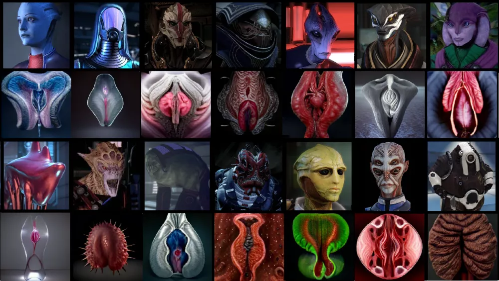 Used AI to make individual ladyparts for all the alien species, because everyone having human vulvas rubbed me the wrong way.