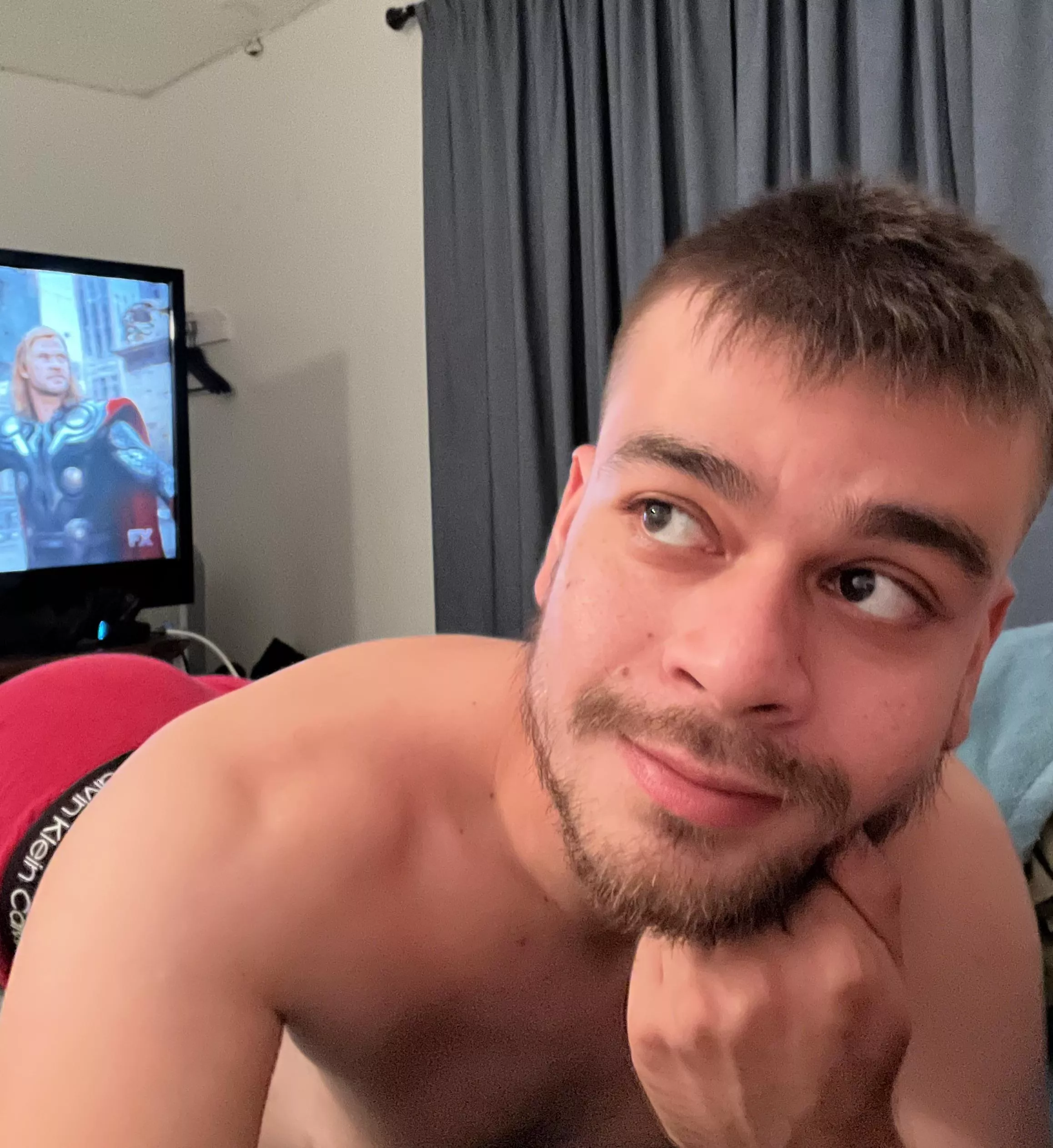 Watching movies in bed. Thor is my favorite 🌩️