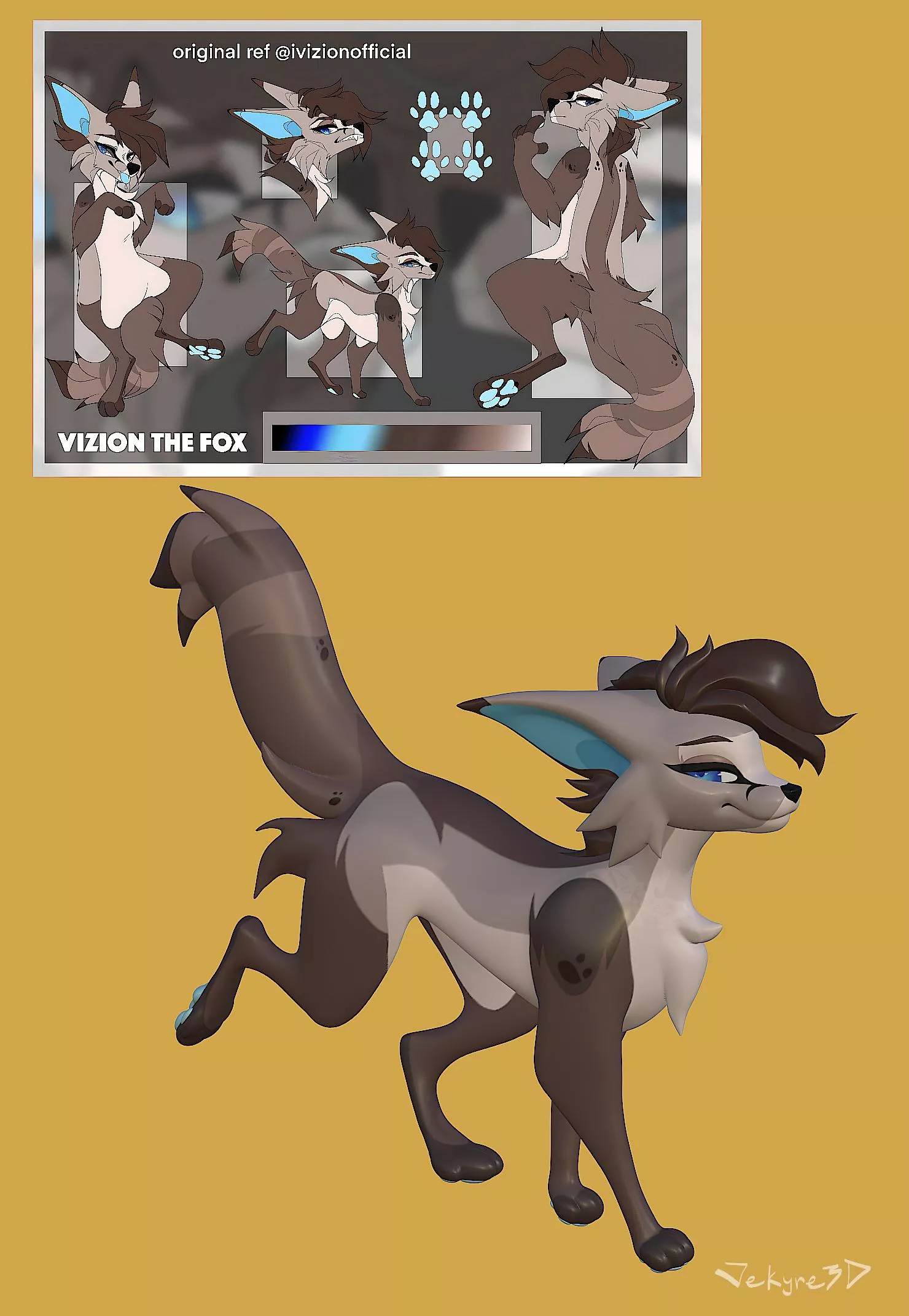 3D model of Vizion the fox! :> (sculpted by me)