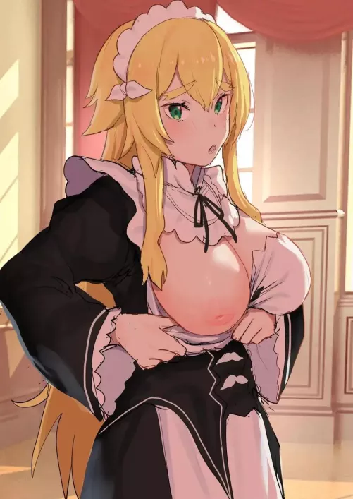 Cute maid showing off