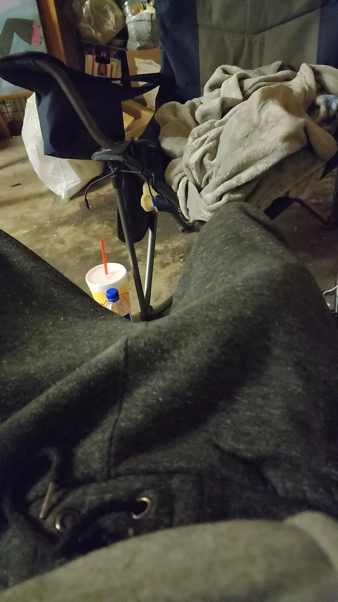 Drinking and smoking in my garage. sorry about the ashes.