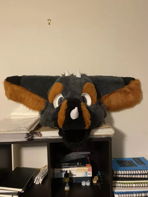 Finished my first head!! I’m incredibly shocked that it turned out this good considering I learned how to sew about 3 mins before starting it lol, but nonetheless, I officially have my own suit!!!!
