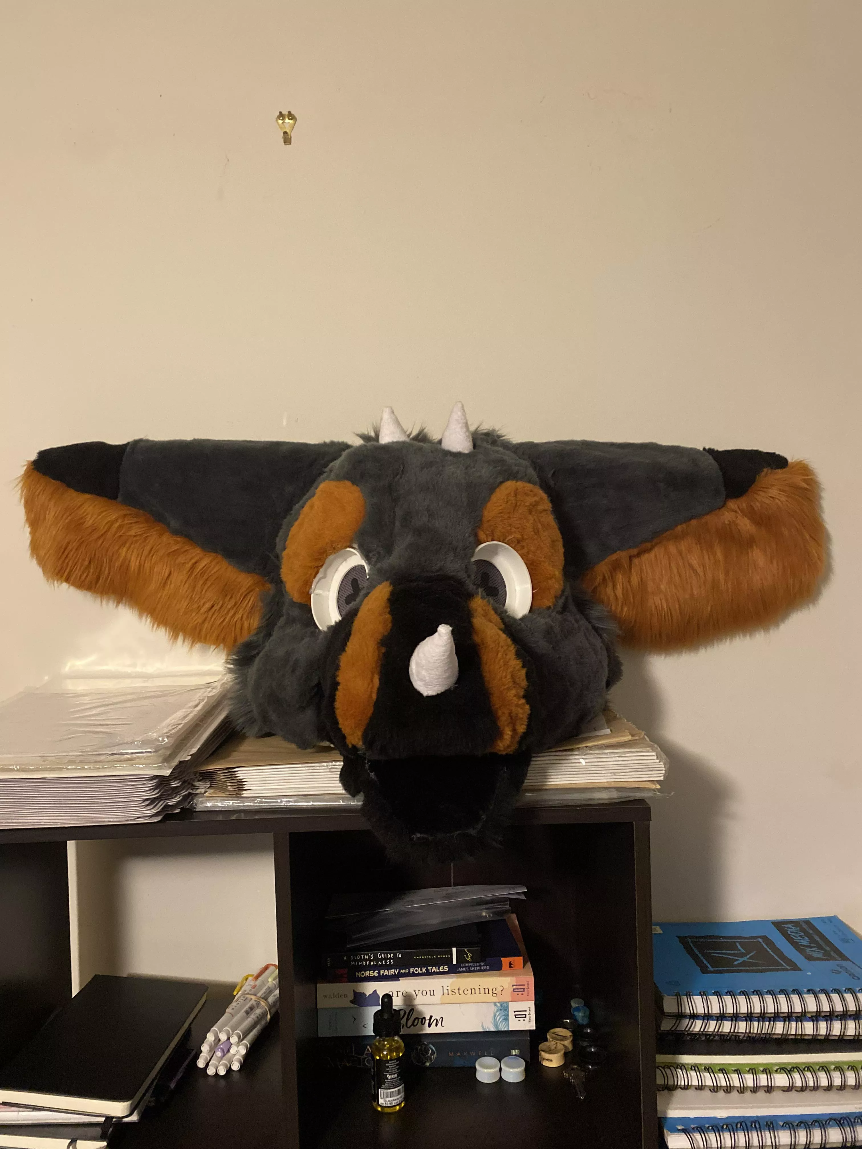 Finished my first head!! I’m incredibly shocked that it turned out this good considering I learned how to sew about 3 mins before starting it lol, but nonetheless, I officially have my own suit!!!!