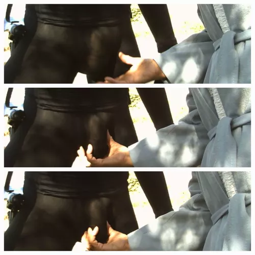 Getting squeezed and hardened by a woman walking her dog early in the morning