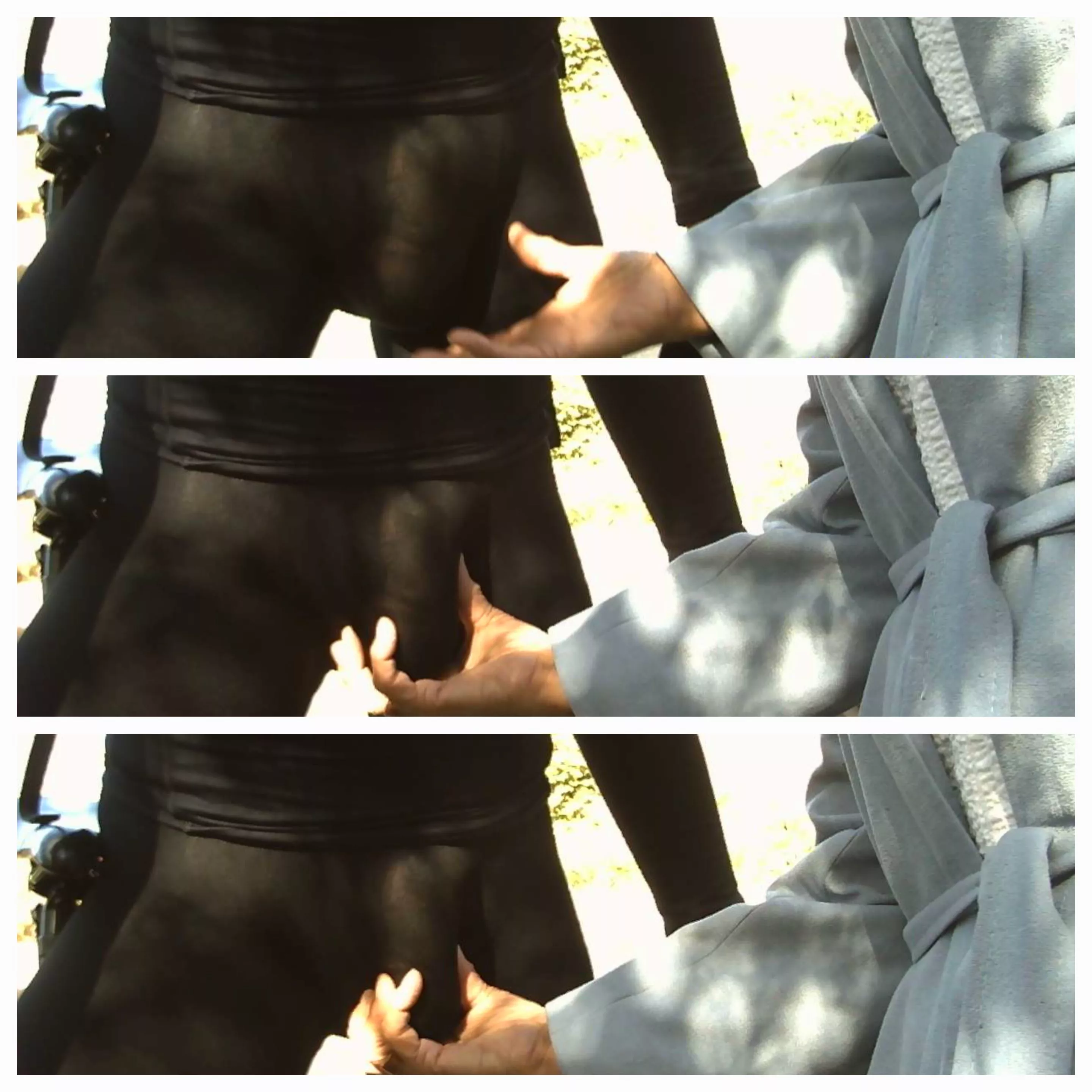 Getting squeezed and hardened by a woman walking her dog early in the morning