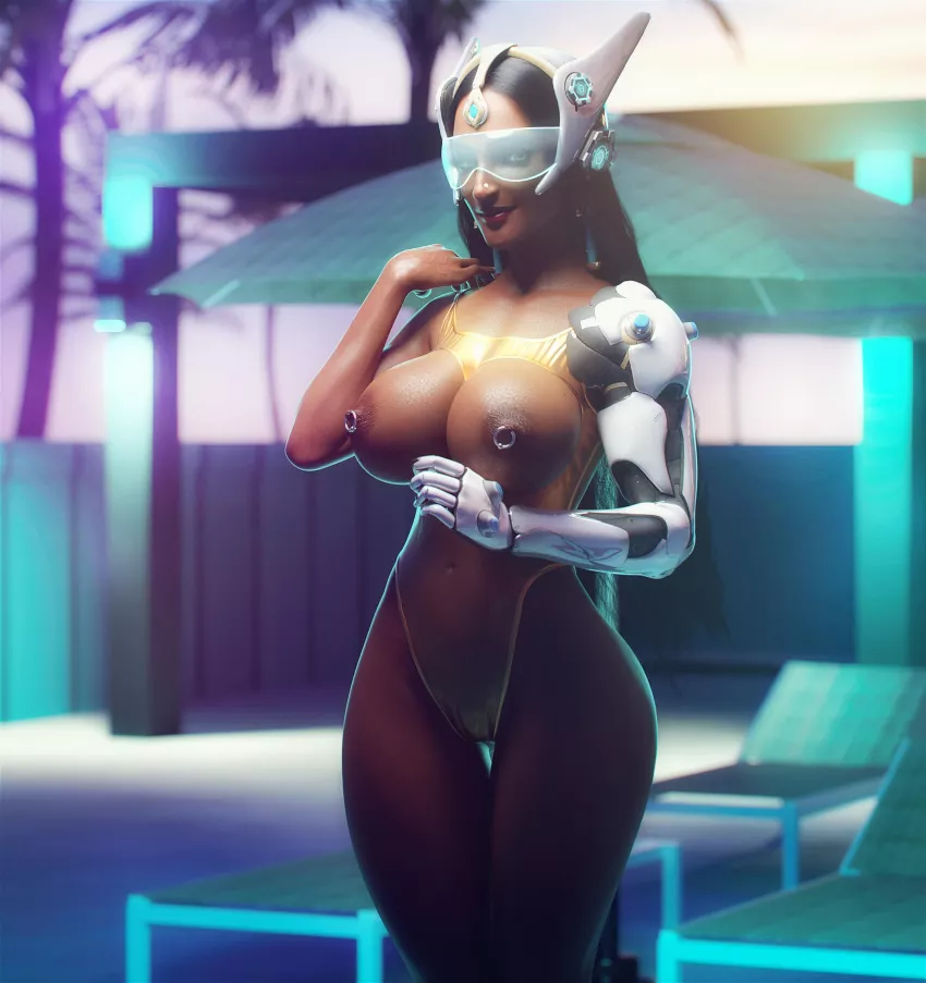 Looking hot with nipple piercings [Symmetra,Overwatch] (noahgraphicz)