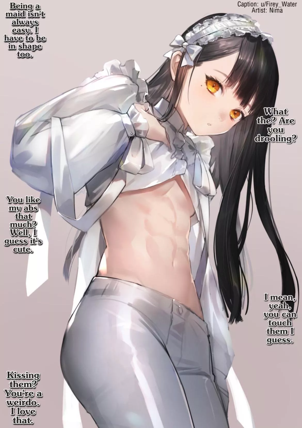 One ripped maid. [Gender Neutral POV] [Abs] [Slight Femdom]
