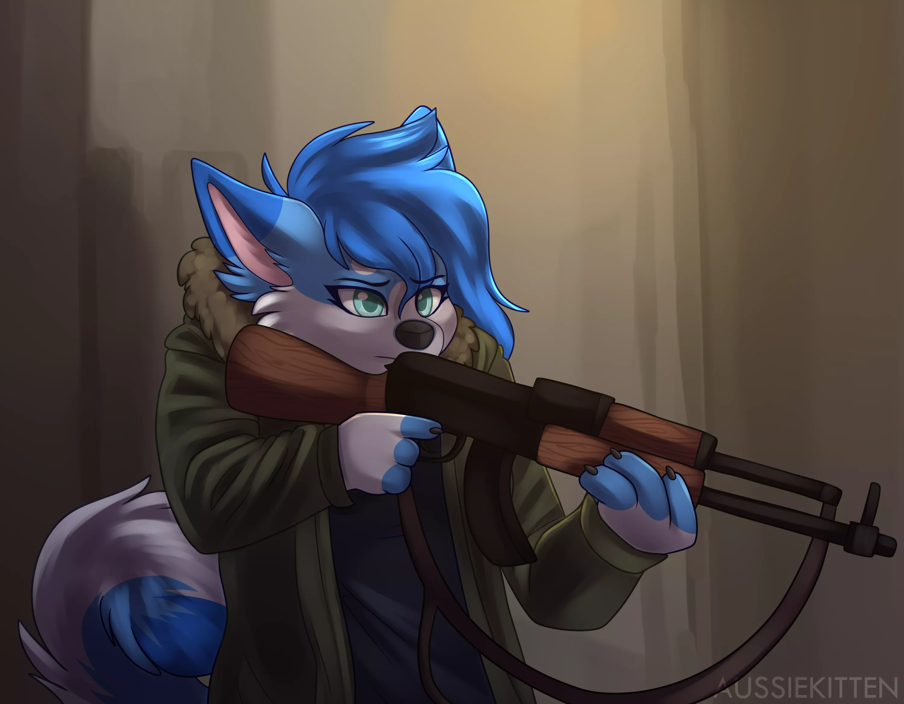 She's taking aim 🎯 [Art by me (@aussie_kitten on Twitter) | Comm for @/seattlehusky93)