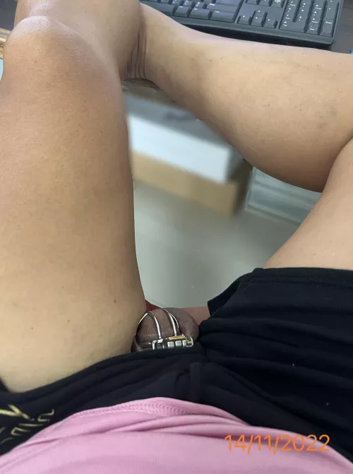 Total Days 🔒: 587 Days!!! / Times 💦 ✊🍆 : 34 Times / Times 💦🔒: 23 times / Times 👅 💦 : 1 / caged while working from home