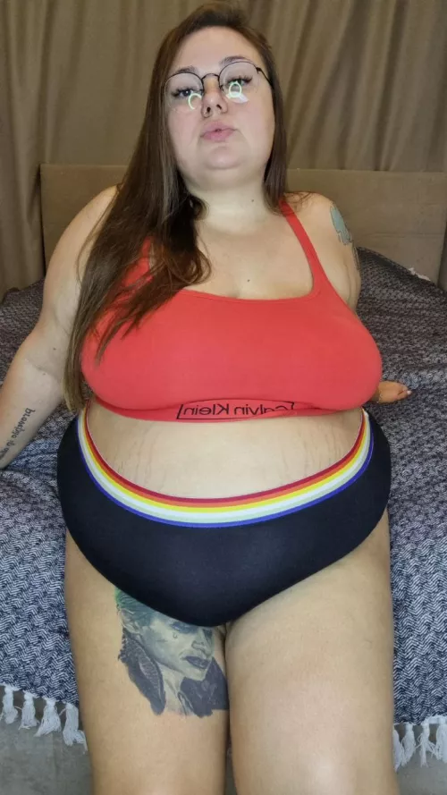 What get your attention the most? My boobs or my fat belly?