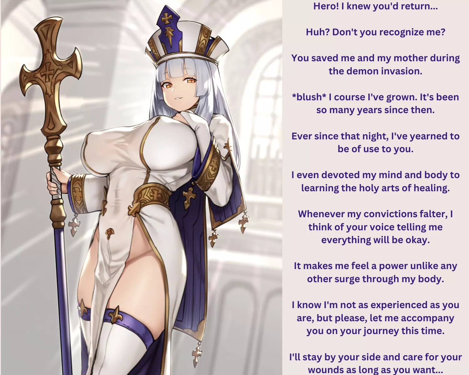 You return to defeat the demon lord again and discover a girl you saved has devoted her life to becoming your healer. [Age Gap] [Priestess] [Fantasy] [RPG]