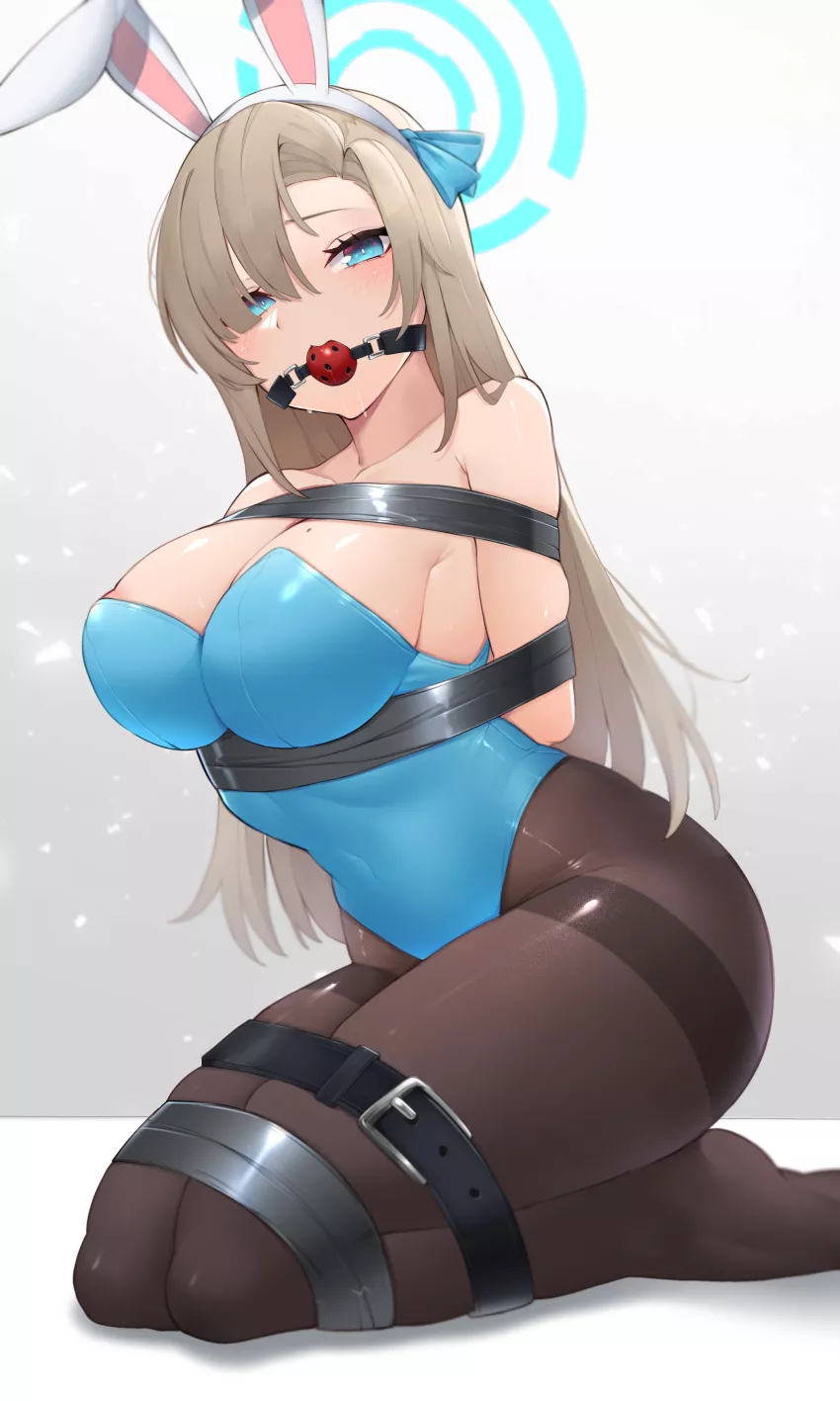 A trapped little bunny in the wild