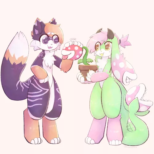 Commission for u/Goldensockss (left character belongs to goldensockss, right character belongs to me)