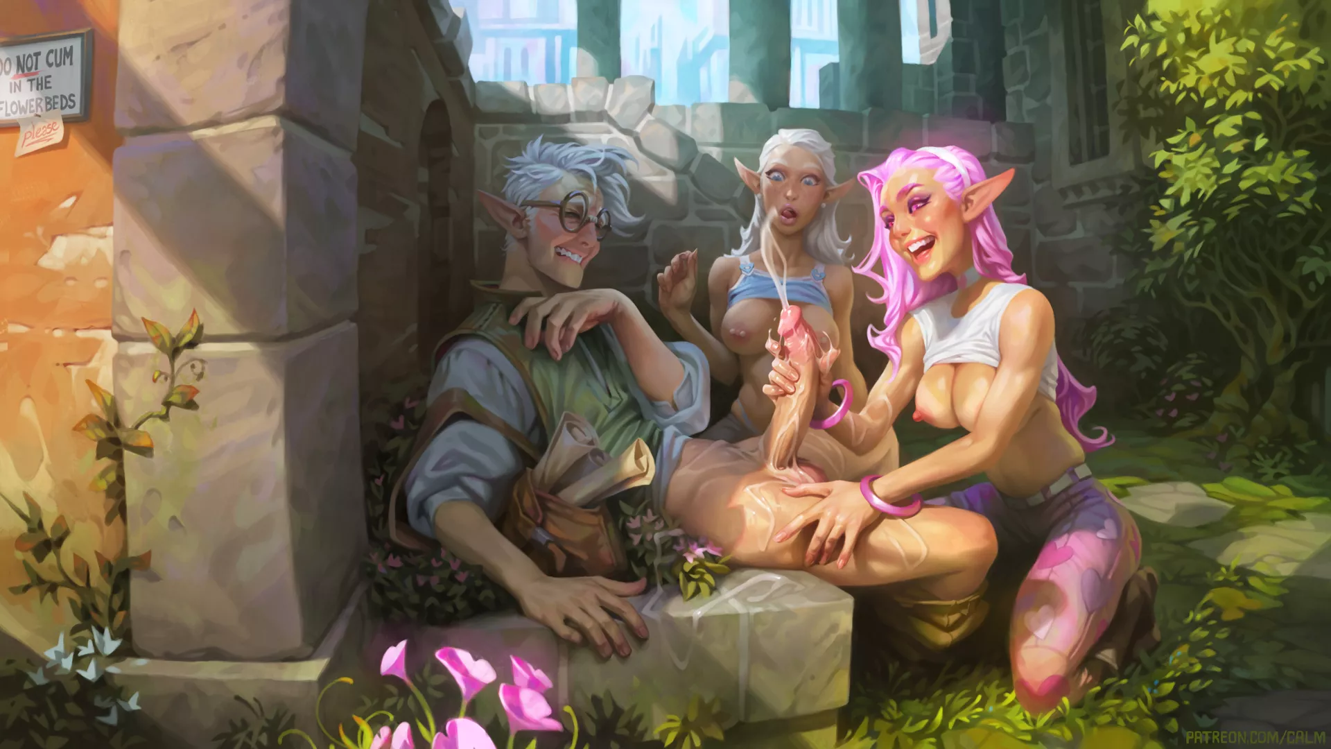 Do not cum in the flowerbeds please (Calmdraws)