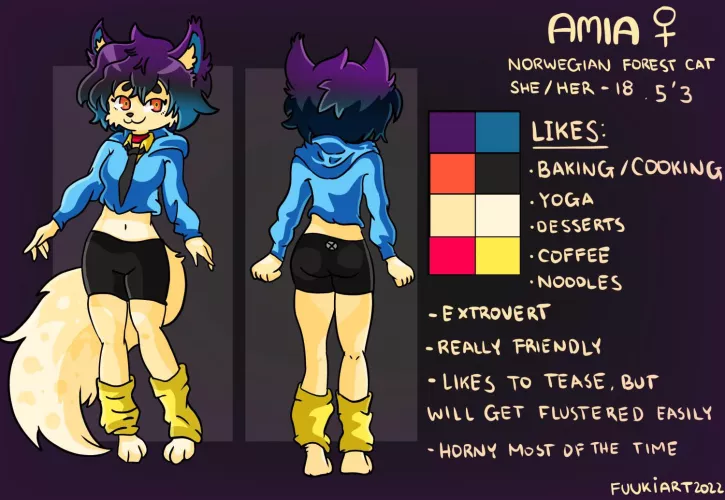 Finally made a reference sheet for my fursona! (Fuuki).