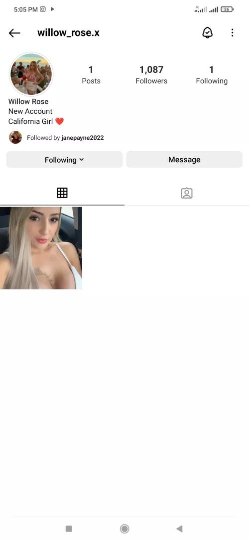 follow her and DM her she send you a nude video