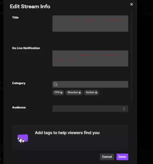I got this weird glitch when editing stream where I can not see the text, but I can edit it. Nothing I've tried has fixed it. Advice?