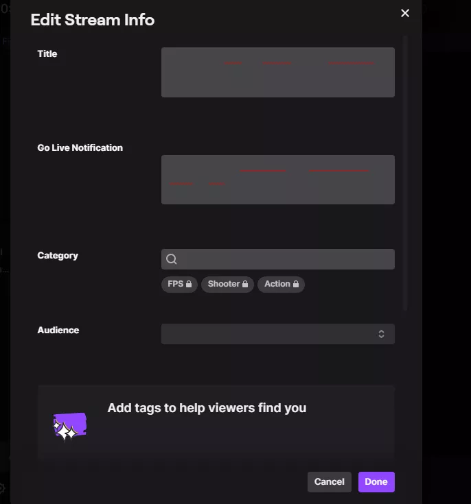I got this weird glitch when editing stream where I can not see the text, but I can edit it. Nothing I've tried has fixed it. Advice?
