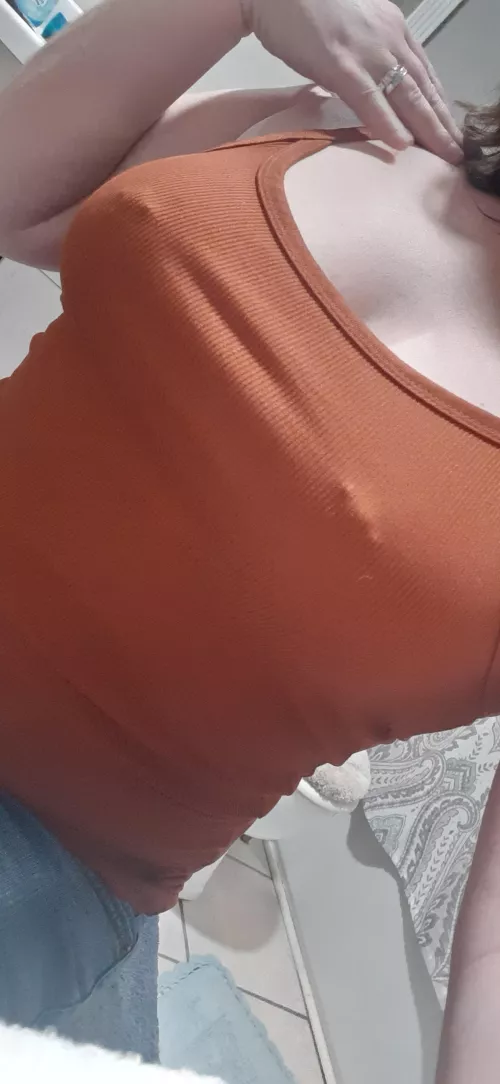 I like going bra less sometimes, my nipples stay hard the whole time!