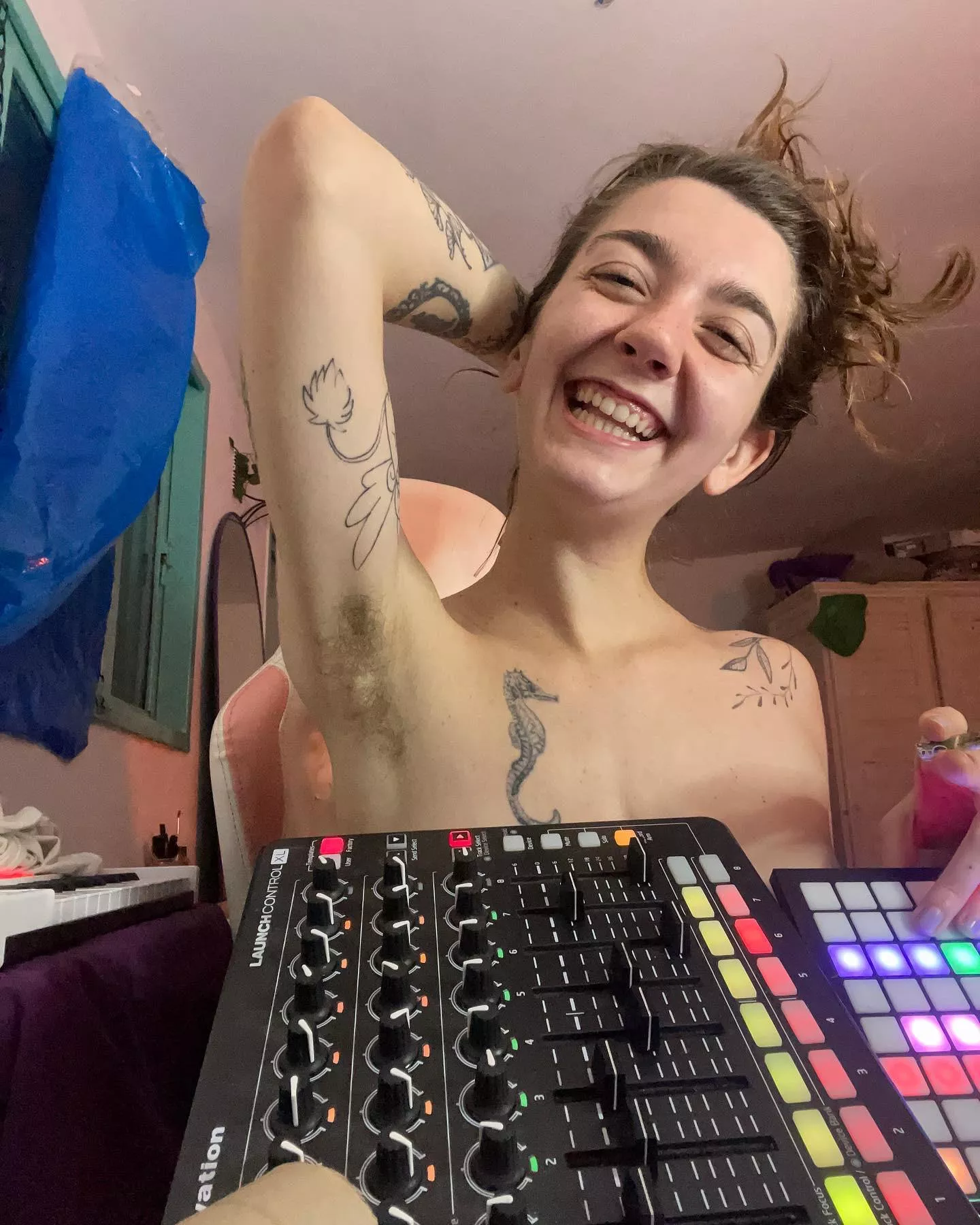 Music producer and Hairy girl