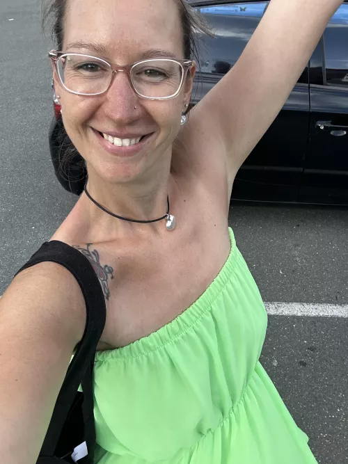 No bra needed let the saggy mom boobs free