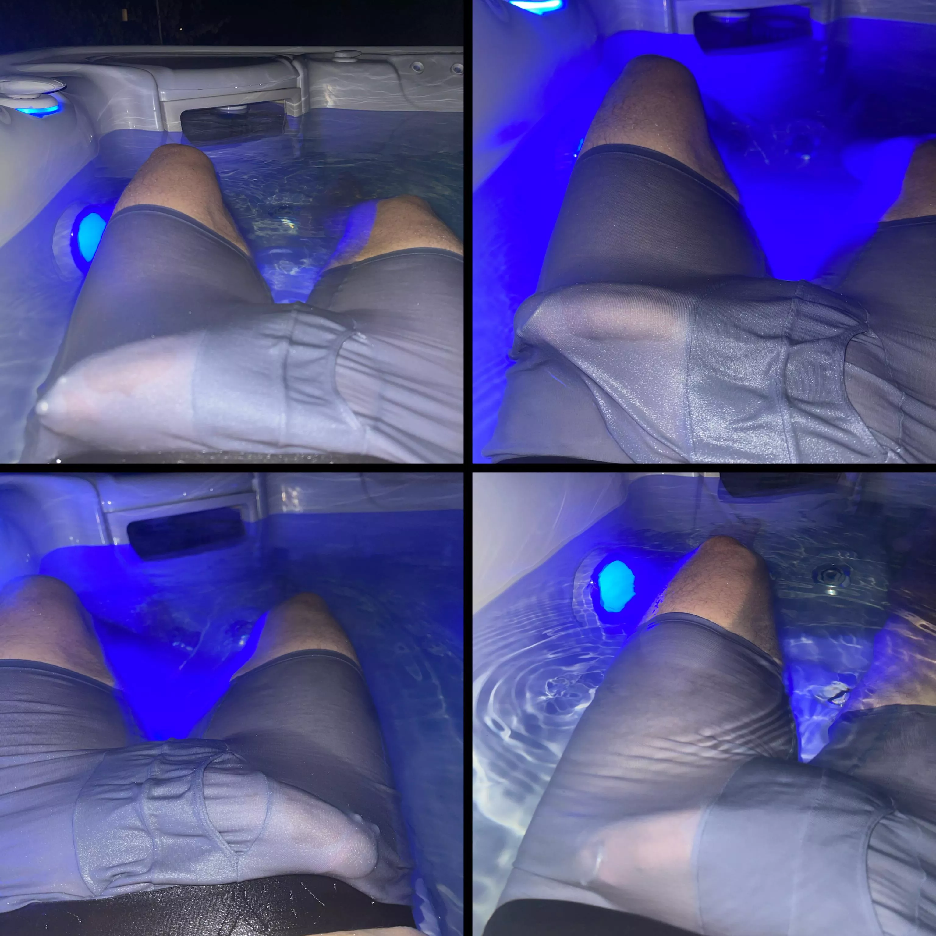 Outline of my pierced cock in the hot tub