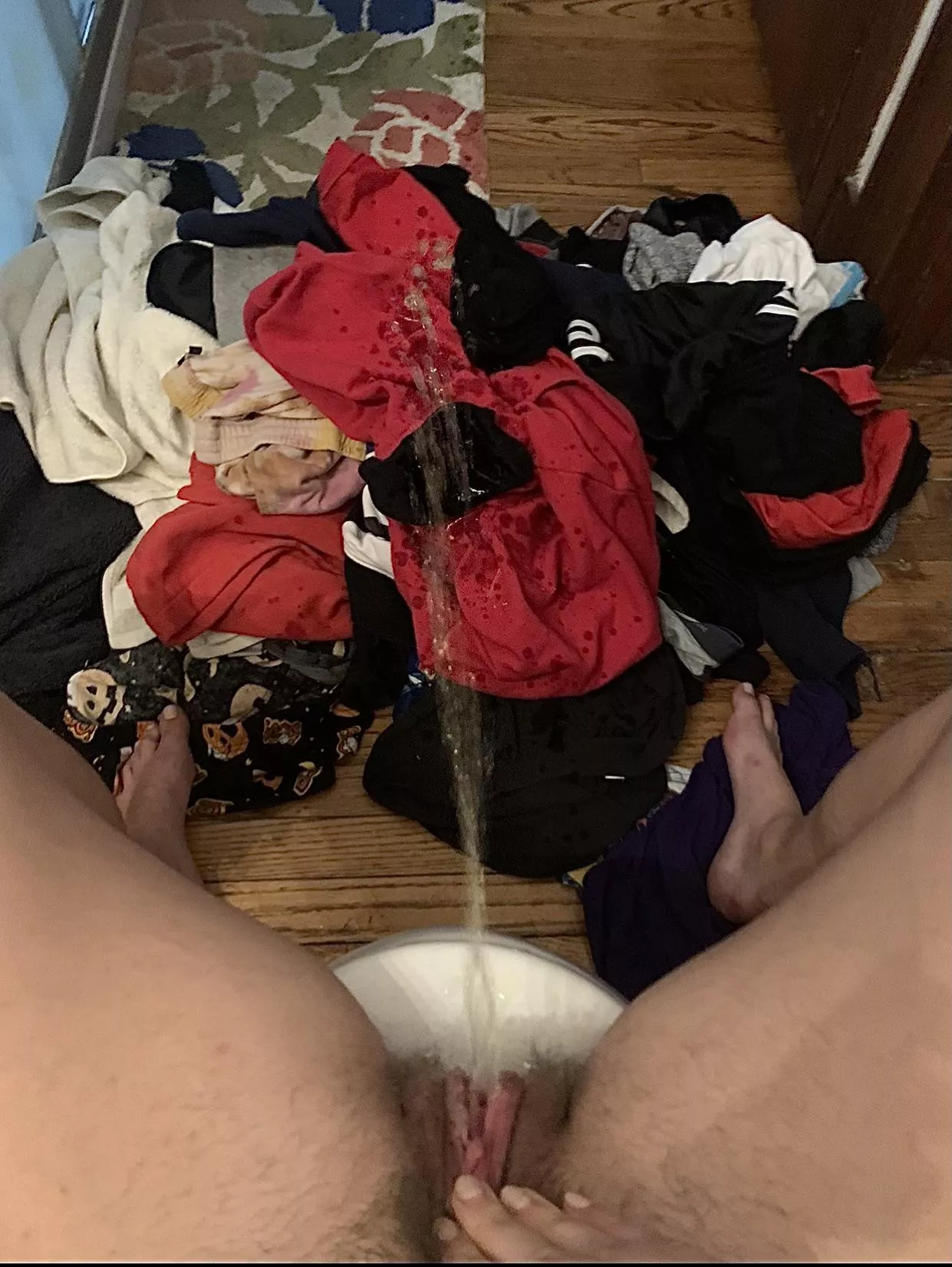 Pissing onto the laundry sounded like a better idea than going in the toilet
