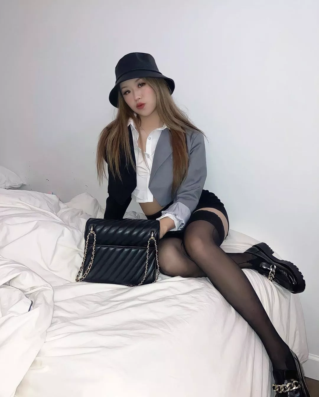 Thigh highs and a short skirt