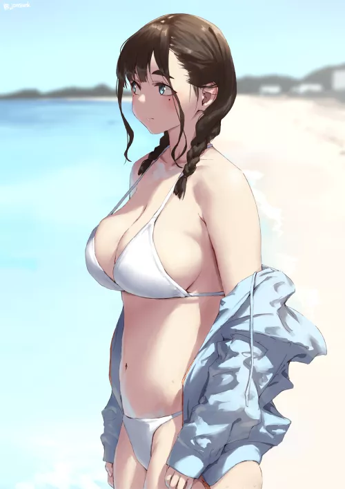 Twin Braids and White Bikini (jonsunk) [Original]