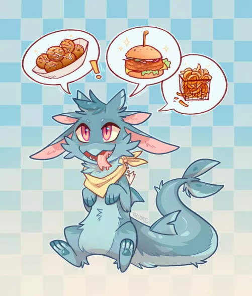 What's your comfort food? Here's Skiff begging for all the food [art by me @kazunekomori]