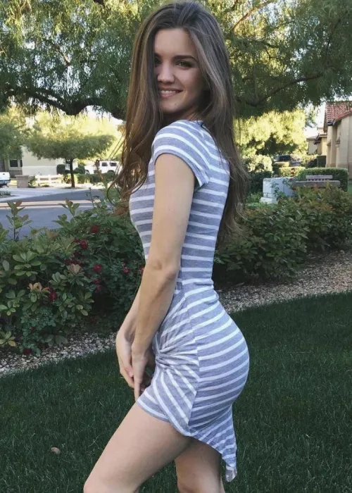 Wholesome babe in stripes