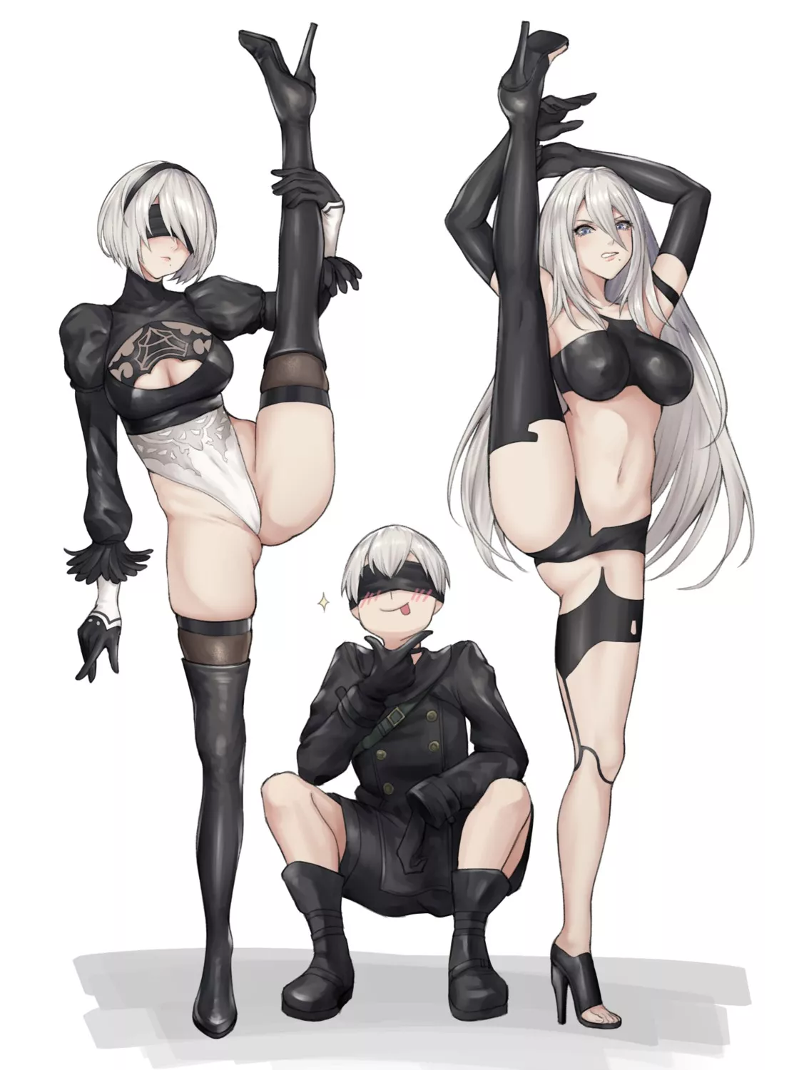 9S gets a nice view of 2B and A2 (nyatokanyaru)
