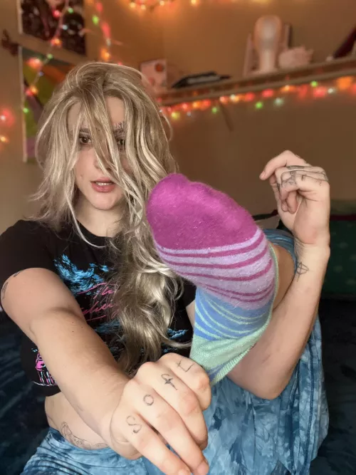 Aww you want me to take off these stinky socks that bad huh? Poor baby! 💦