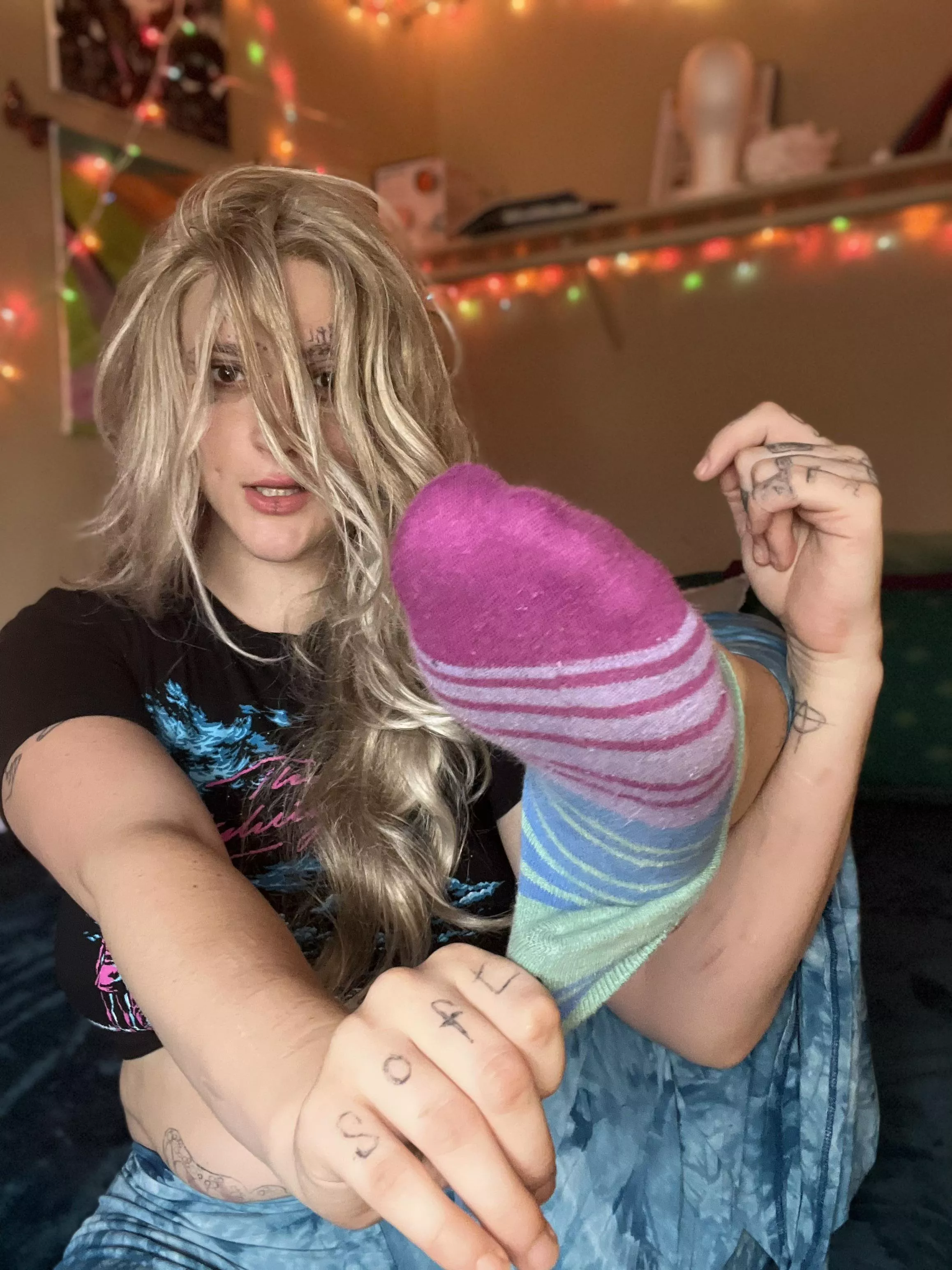 Aww you want me to take off these stinky socks that bad huh? Poor baby! 💦