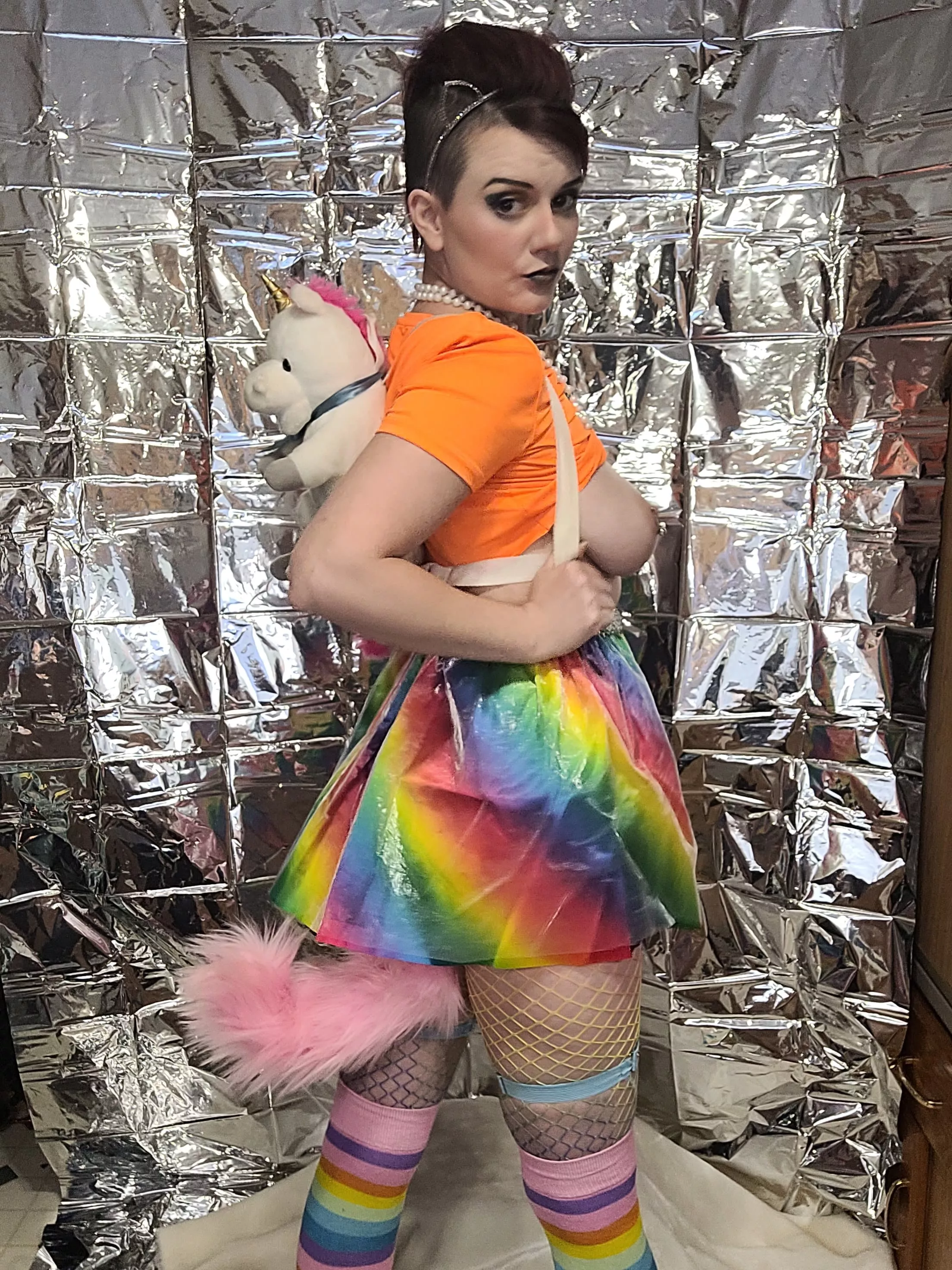 Backpack on, buttplug in, booby out!