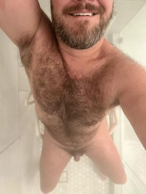 Come join dad in the steam shower
