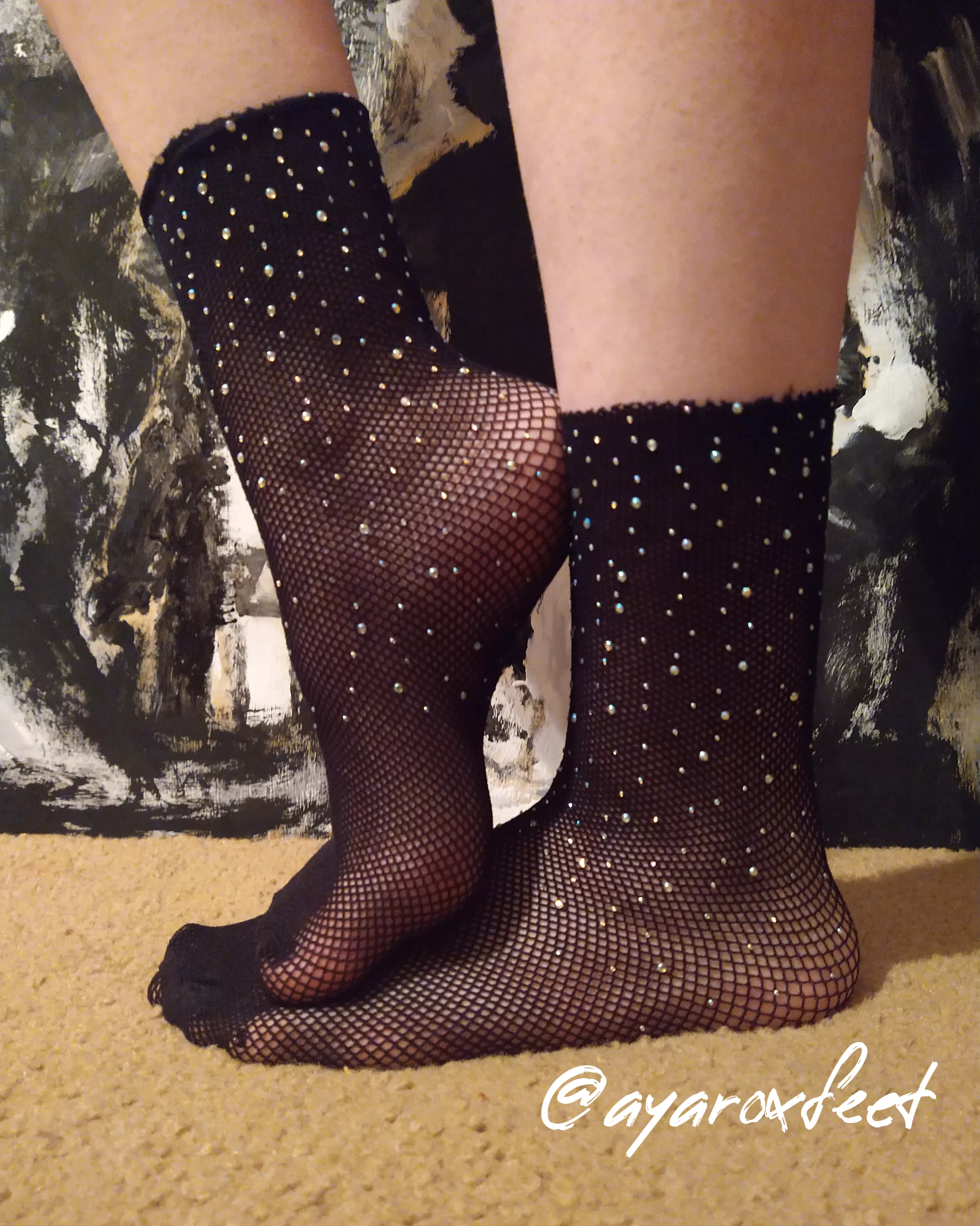 Fishnet socks with sparking rhinestone (f)