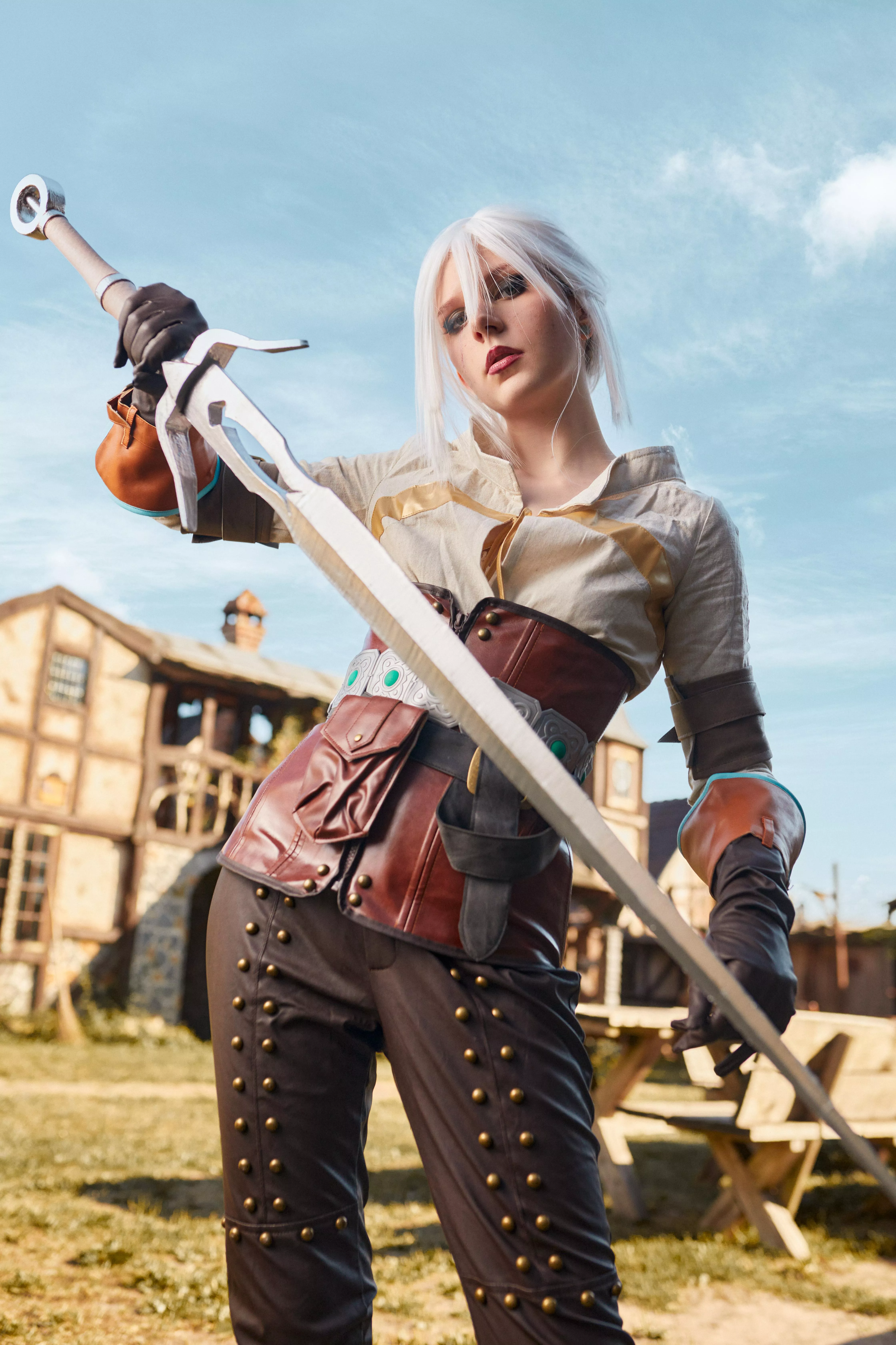 Getting those fighting poses down. Ciri from the Witcher by x_nori_ [Self]