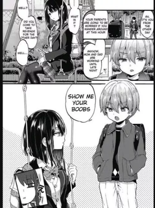 LF mono source ah it’s you from the other day, you mom and dad are going to be worried if you wander at this hour, show me your boobs