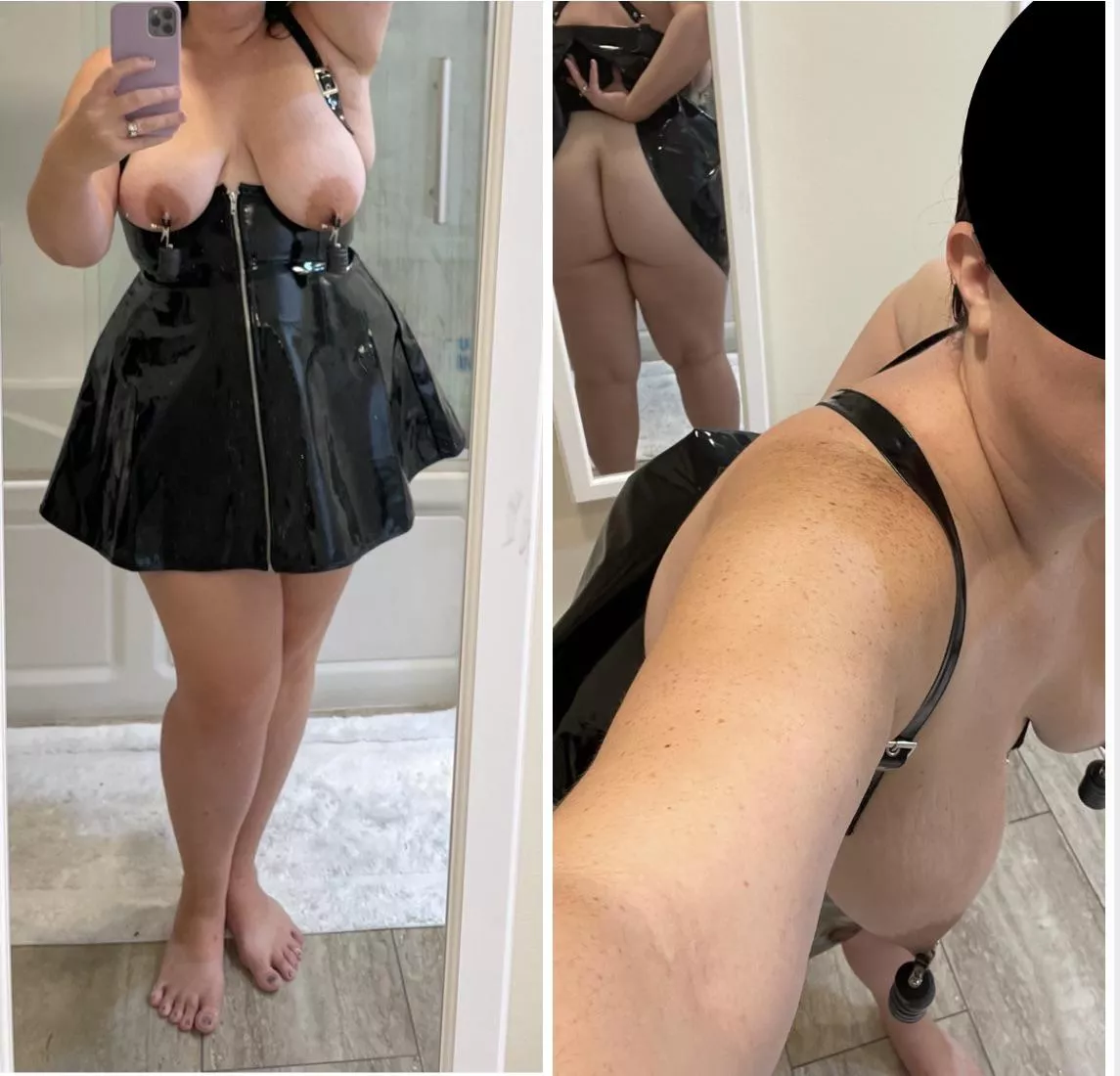 Love feeling the weights pull as I’m bent over. My pussy feels so empty though