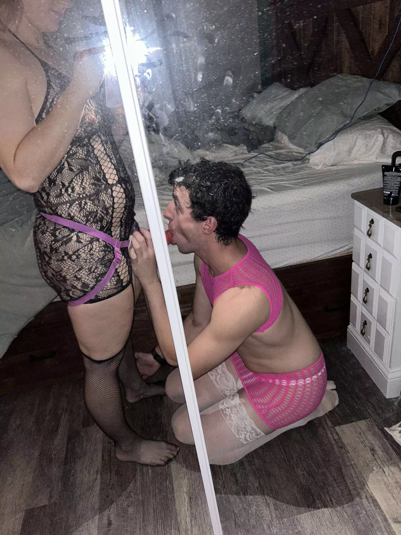making me suck her dick like the sissy i am