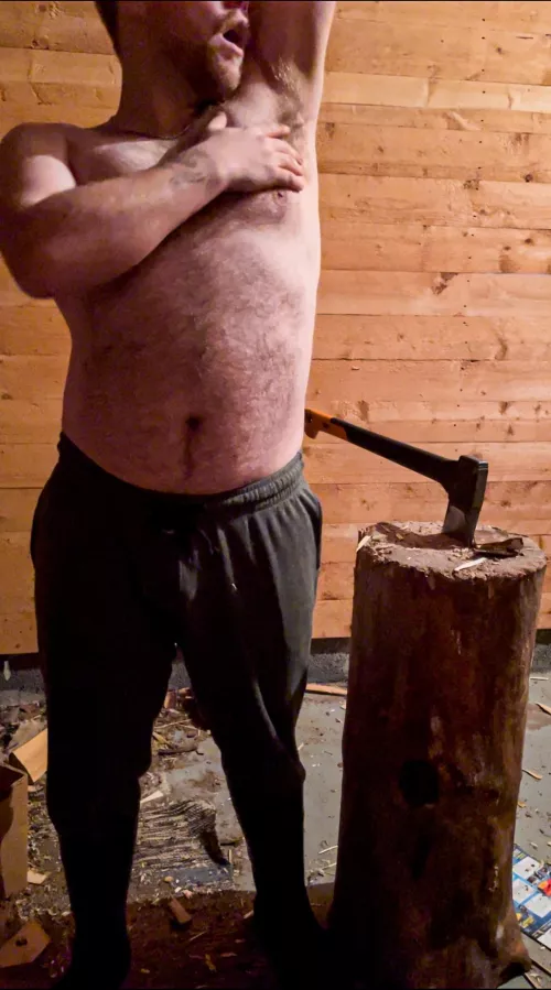 Musky pits after chopping firewood