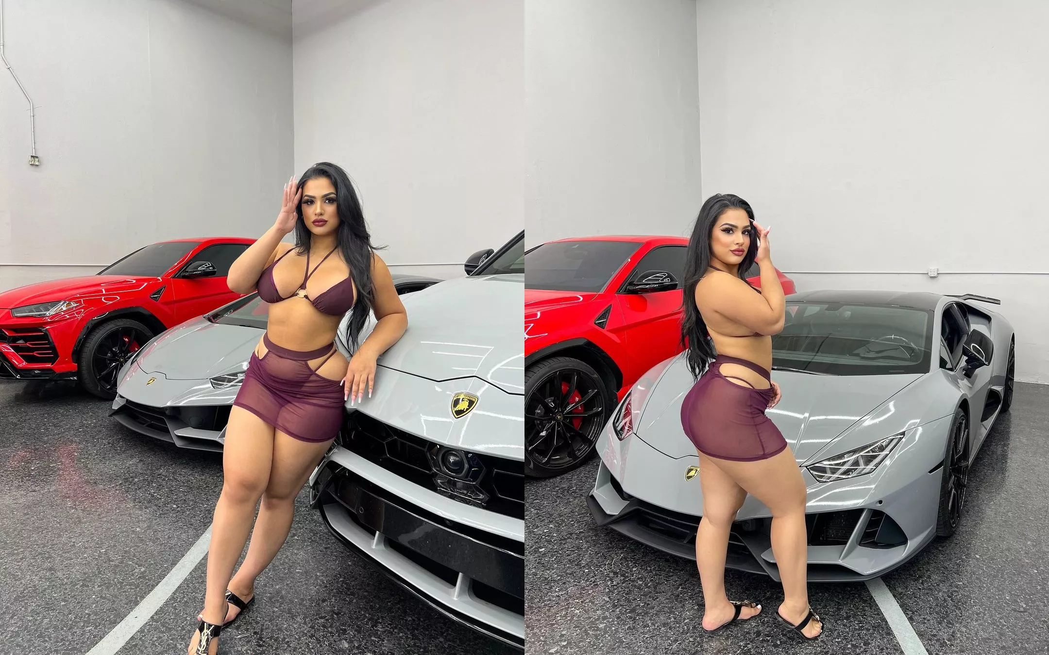 Nadia Khar with some lambos