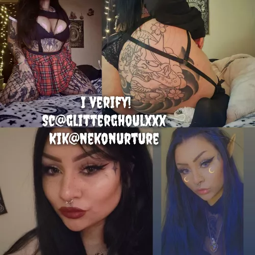 [Selling] thicc goth squirter offering cam, sext, daily or weekly gfe, custom content and more. KINK and fetish friendly. Any purchase $30+ receives free dropbox. I verify! Sc@glitterghoulxxx kik@nekonurture telegram@nekonurture