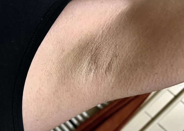 Shaved and sweaty. I didn’t wear deodorant 😁