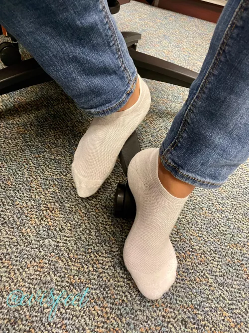 White ankles socks at work. Wanna sneak under my desk?