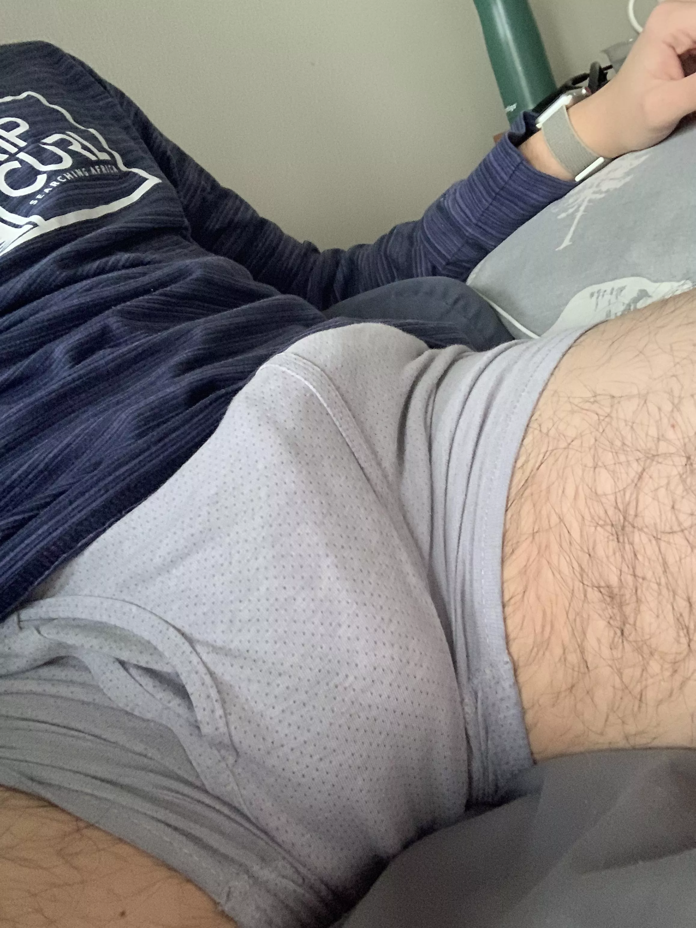 Who wants to worship my cock n balls thru my undies?