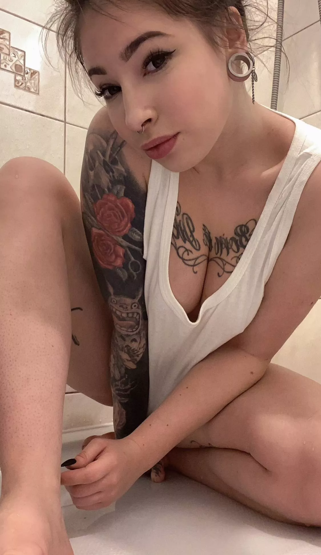 You'll start at my neck and work your way down to my boobs.