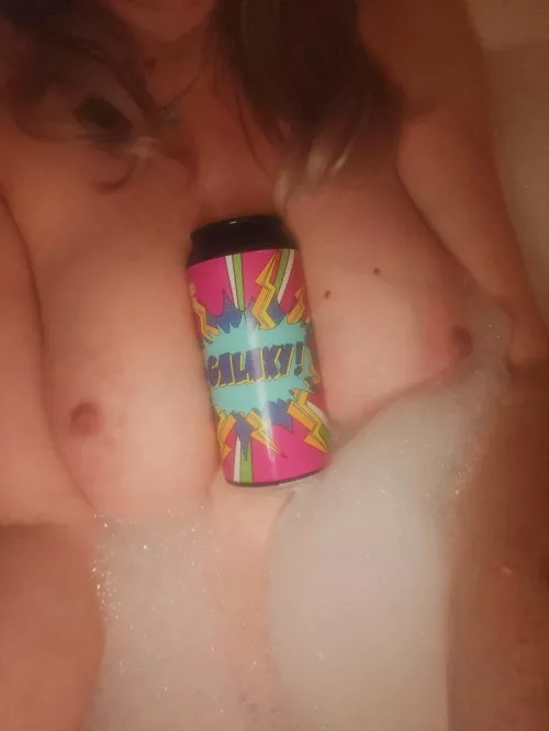 A wet Wednesday needed a groovy 70s beer between the boobs of a groovy 70s Kat!