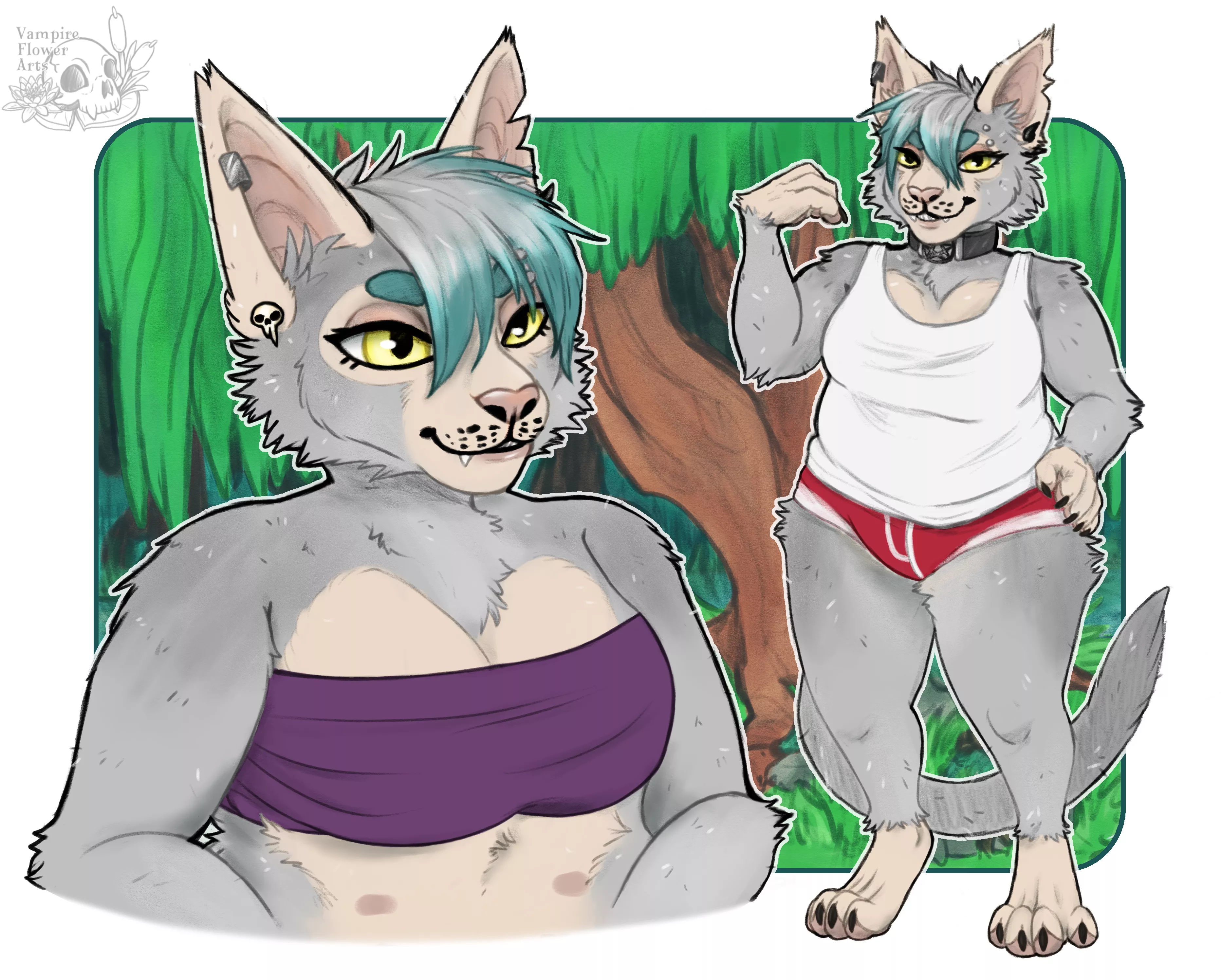 I finally gave my gal some color. Haru is a Grey Lykoi ^^ (art @ me)